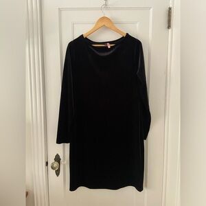 J. Crew long sleeve black velvet boatneck dress, size large
